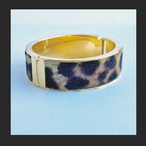 Gold plated bracelet cuff with hinge animal print